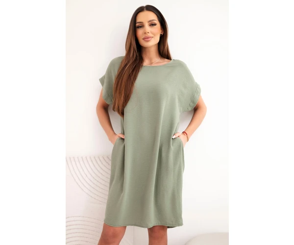 Sukienka z kieszeniami jasne khaki-1