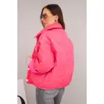 Kurtka damska wiosenna pikowana z kwiatowym wzorem różowa-3