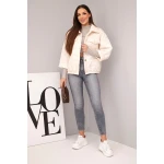 Kurtka damska wiosenna pikowana z kwiatowym wzorem beżowa-2