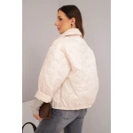 Kurtka damska wiosenna pikowana z kwiatowym wzorem beżowa-3