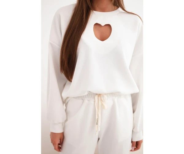 Komplet damski masełko z wycięciem w kształcie serca ecru-4