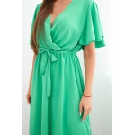 Sukienka z przekładanym dekoltem jasno zielona-4