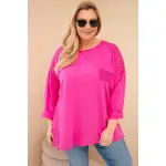 Bluza damska Plus Size bawełniana z nadrukiem fuksja-1