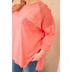 Bluza damska Plus Size bawełniana z nadrukiem morelowa-2