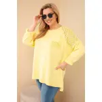 Bluza damska Plus Size bawełniana z nadrukiem żółta-1