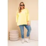 Bluza damska Plus Size bawełniana z nadrukiem żółta-2