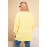 Bluza damska Plus Size bawełniana z nadrukiem żółta-3