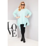 Bluzka damska bawełniana Plus Size z asymetrycznym dołem i wycięciami miętowa-2