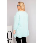 Bluzka damska bawełniana Plus Size z asymetrycznym dołem i wycięciami miętowa-3