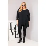 Bluzka damska bawełniana Plus Size z asymetrycznym dołem i wycięciami czarna-2