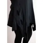 Bluzka damska bawełniana Plus Size z asymetrycznym dołem i wycięciami czarna-4