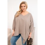 Bluzka damska bawełniana Plus Size z asymetrycznym dołem i dekoltem V fango-1