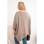 Bluzka damska bawełniana Plus Size z asymetrycznym dołem i dekoltem V fango-3