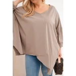 Bluzka damska bawełniana Plus Size z asymetrycznym dołem i dekoltem V fango-4