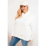 Bluza damska Plus Size z kapturem i nadrukiem ecru-1