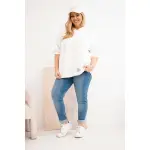 Bluza damska Plus Size z kapturem i nadrukiem ecru-3