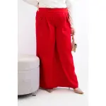 Spodnie damskie Plus Size z szerokimi nogawkami i plisowaniem czerwone-1