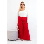 Spodnie damskie Plus Size z szerokimi nogawkami i plisowaniem czerwone-2