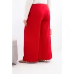 Spodnie damskie Plus Size z szerokimi nogawkami i plisowaniem czerwone-3
