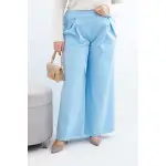 Spodnie damskie Plus Size z szerokimi nogawkami i plisowaniem niebieskie-1