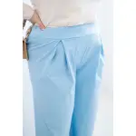 Spodnie damskie Plus Size z szerokimi nogawkami i plisowaniem niebieskie-3