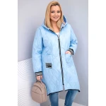Kurtka damska Plus Size pikowana z kapturem i sportowymi mankietami niebieska-1