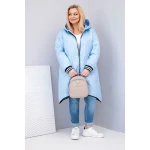 Kurtka damska Plus Size pikowana z kapturem i sportowymi mankietami niebieska-2
