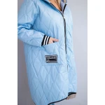 Kurtka damska Plus Size pikowana z kapturem i sportowymi mankietami niebieska-4