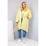 Kurtka damska Plus Size pikowana z kapturem i sportowymi mankietami żółta-2