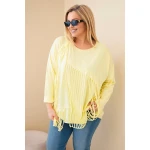 Bluzka damska bawełniana Plus Size z frędzlami żółta-1