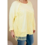 Bluzka damska bawełniana Plus Size z frędzlami żółta-2