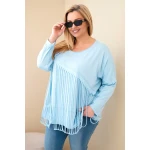 Bluzka damska bawełniana Plus Size z frędzlami niebieska-1