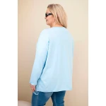 Bluzka damska bawełniana Plus Size z frędzlami niebieska-4
