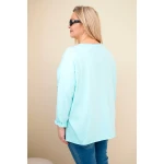 Bluzka damska bawełniana Plus Size z frędzlami miętowa-4