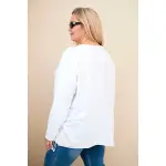 Bluzka damska bawełniana Plus Size z frędzlami biała-4