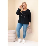 Bluzka damska bawełniana Plus Size z dekoltem V czarna-3