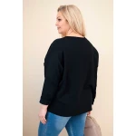 Bluzka damska bawełniana Plus Size z dekoltem V czarna-4