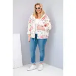 Kurtka damska wiosenna pikowana Plus Size z kapturem i kwiatowym wzorem żółta-2