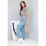 Spodnie damskie jeansowe z szeroką nogawką i wysokim stanem-2