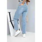 Spodnie damskie jeansowe z szeroką nogawką i wysokim stanem-3