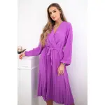 Sukienka wiązana z plisowanym dołem fioletowa-1