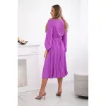 Sukienka wiązana z plisowanym dołem fioletowa-3