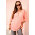 Koszula damska muślinowa z guzikiem morelowa-1