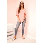 Koszula damska muślinowa z guzikiem morelowa-2