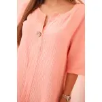 Koszula damska muślinowa z guzikiem morelowa-4