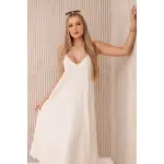 Sukienka muślinowa na ramiączkach jasno beżowa-1