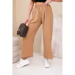 Spodnie z szeroką nogawką camelowe-1