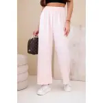 Spodnie z szeroką nogawką jasny pudrowy róż-1