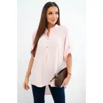 Bluzka z dłuższym tyłem jasny pudrowy róż-1