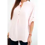 Bluzka z dłuższym tyłem jasny pudrowy róż-3